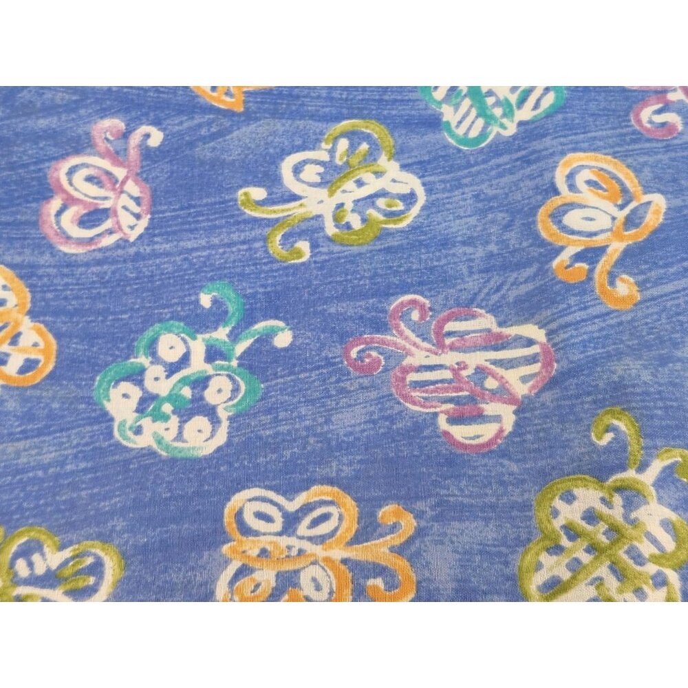 Blue Cotton Butterfly Print Fabric By Princess 1.5 yds. Like New